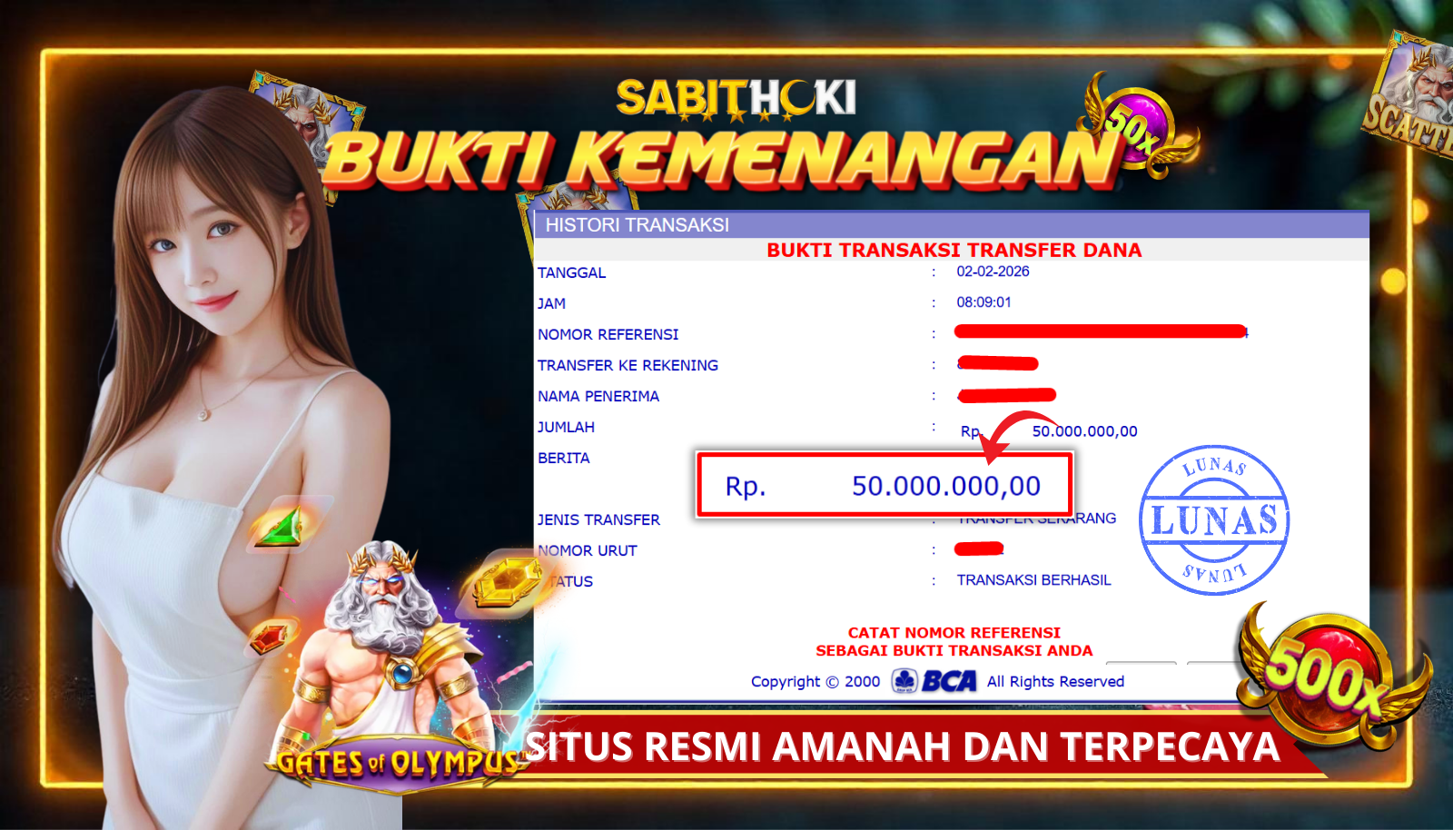 SELAMAT KEPADA MEMBER SETIA SABITHOKI BERHASIL JACKPOT DI PERMAINAN SLOT GATES OF OLYMPUS 1000